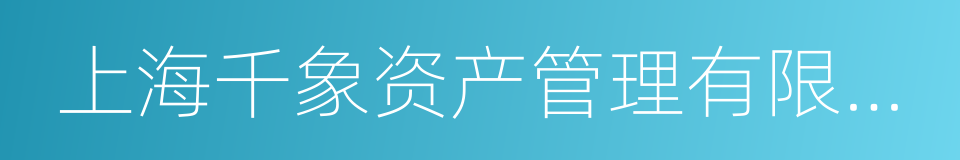 上海千象资产管理有限公司的同义词