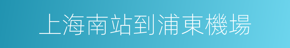 上海南站到浦東機場的同義詞