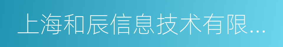 上海和辰信息技术有限公司的同义词