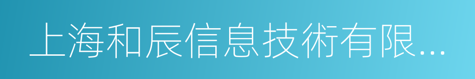 上海和辰信息技術有限公司的同義詞