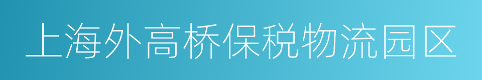 上海外高桥保税物流园区的同义词