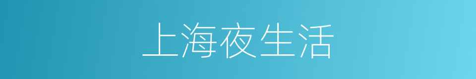 上海夜生活的同义词