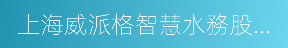 上海威派格智慧水務股份有限公司的同義詞