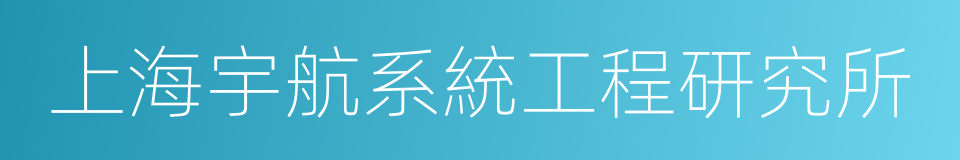 上海宇航系統工程研究所的同義詞