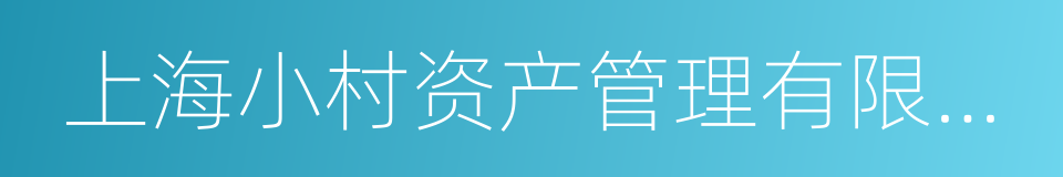 上海小村资产管理有限公司的同义词