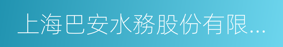 上海巴安水務股份有限公司的同義詞