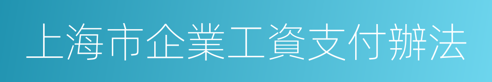 上海市企業工資支付辦法的意思