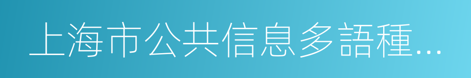 上海市公共信息多語種服務手冊的同義詞