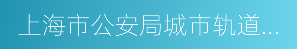 上海市公安局城市轨道和公交总队的同义词