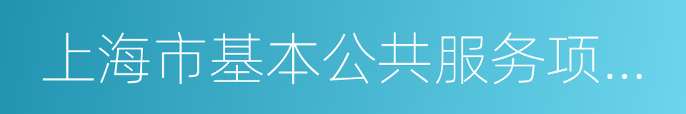 上海市基本公共服务项目清单的同义词