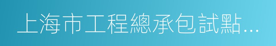 上海市工程總承包試點項目管理辦法的同義詞