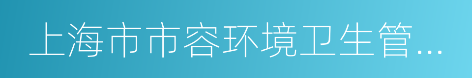 上海市市容环境卫生管理条例的同义词