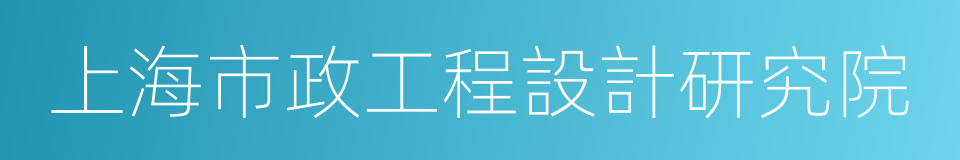 上海市政工程設計研究院的同義詞