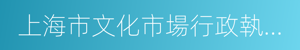 上海市文化市場行政執法總隊的意思