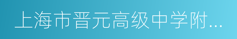 上海市晋元高级中学附属学校的同义词