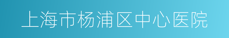 上海市杨浦区中心医院的同义词