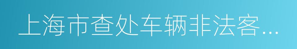 上海市查处车辆非法客运办法的同义词