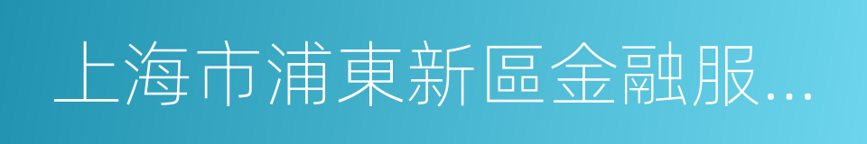 上海市浦東新區金融服務局的同義詞