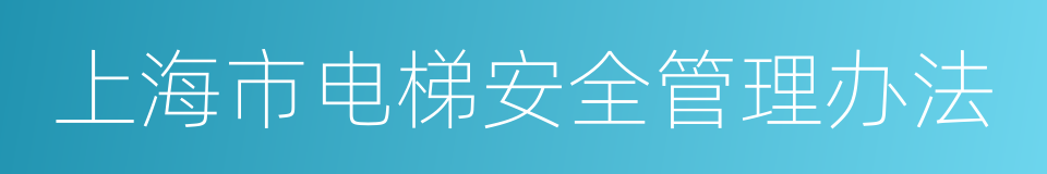 上海市电梯安全管理办法的同义词