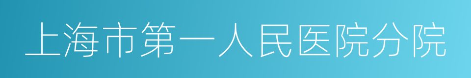 上海市第一人民医院分院的同义词