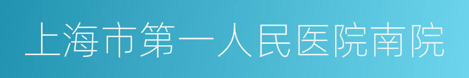 上海市第一人民医院南院的同义词