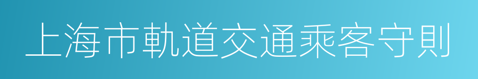 上海市軌道交通乘客守則的同義詞