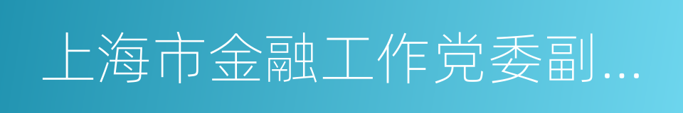 上海市金融工作党委副书记的同义词