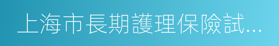 上海市長期護理保險試點辦法的同義詞