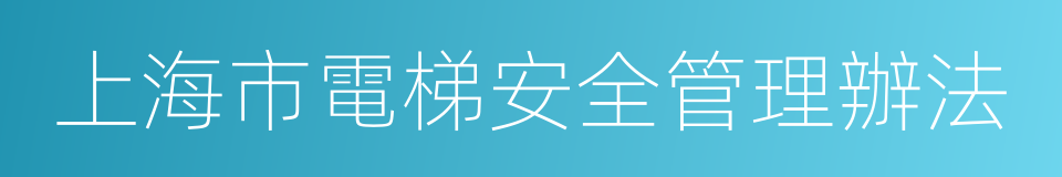 上海市電梯安全管理辦法的同義詞