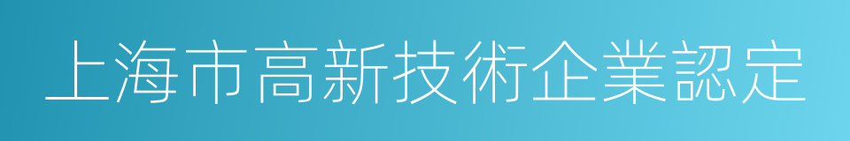 上海市高新技術企業認定的同義詞