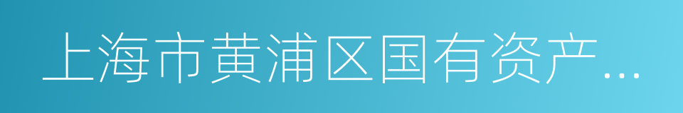 上海市黄浦区国有资产监督管理委员会的同义词