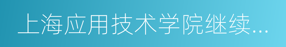 上海应用技术学院继续教育学院的同义词