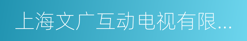 上海文广互动电视有限公司的同义词