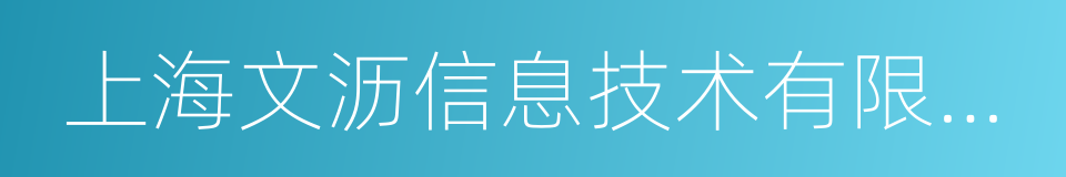 上海文沥信息技术有限公司的同义词