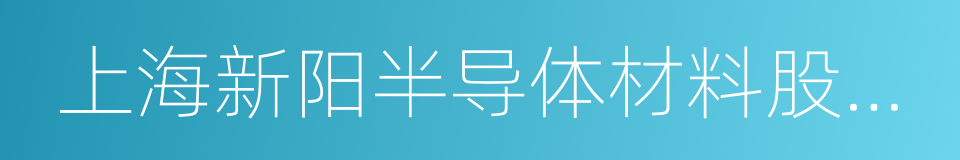 上海新阳半导体材料股份有限公司的同义词