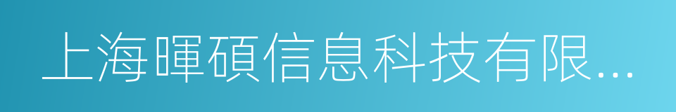 上海暉碩信息科技有限公司的同義詞