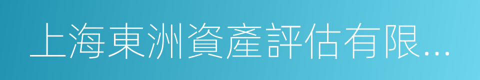 上海東洲資產評估有限公司的同義詞