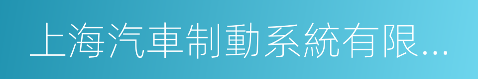 上海汽車制動系統有限公司的同義詞