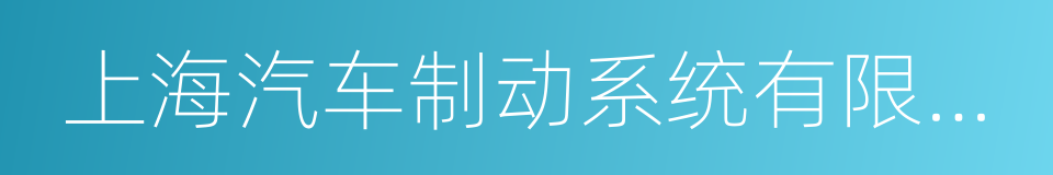 上海汽车制动系统有限公司的同义词