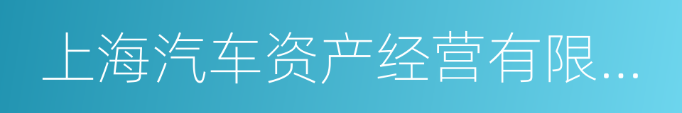 上海汽车资产经营有限公司的同义词