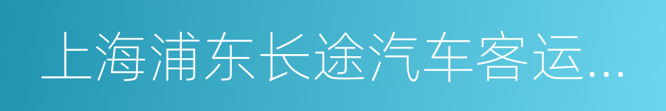 上海浦东长途汽车客运总站的同义词