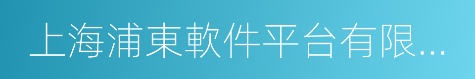 上海浦東軟件平台有限公司的同義詞