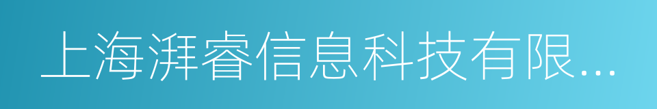 上海湃睿信息科技有限公司的同义词