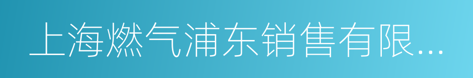 上海燃气浦东销售有限公司的同义词