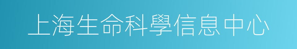 上海生命科學信息中心的同義詞