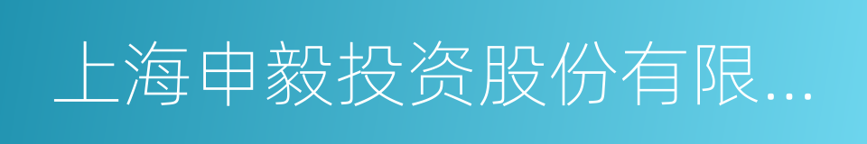 上海申毅投资股份有限公司的同义词