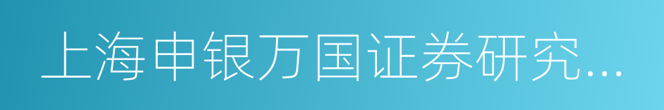 上海申银万国证券研究所有限公司的同义词