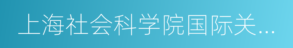 上海社会科学院国际关系研究所的同义词