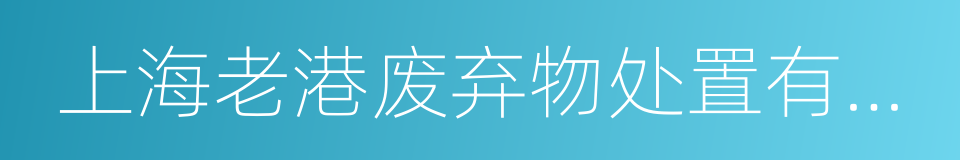 上海老港废弃物处置有限公司的同义词