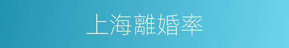 上海離婚率的同義詞